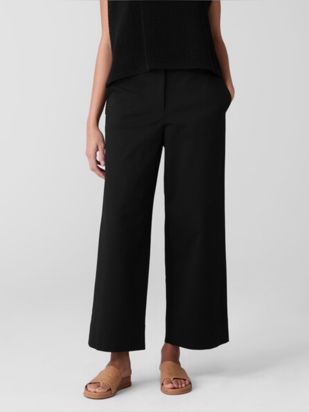 Elie Tahari Black Linen Wide-Leg Cropped Trousers Eyelet Detail.Sz 10.MSRP $325